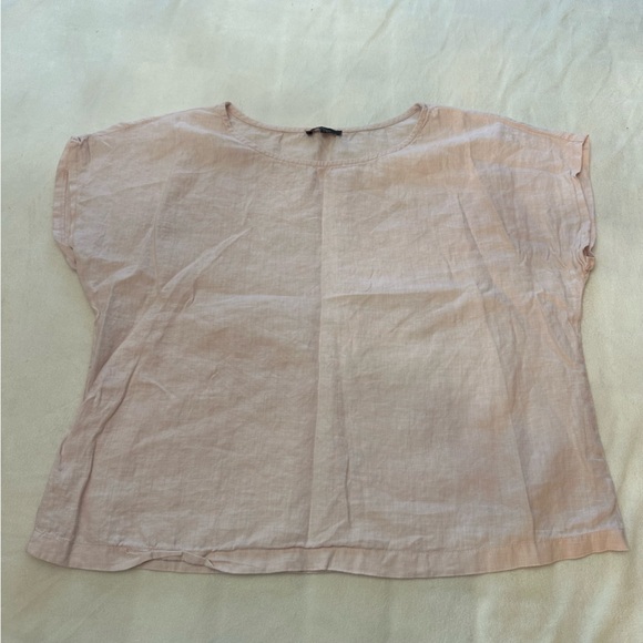 Quince Pale Pink Linen Blouse Minimalist Quiet Luxury Old Money Top 51909 - Picture 2 of 9
